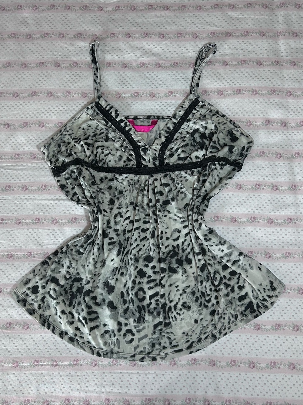 Leopard-Print Spaghetti Strap Women’s Top - Black & White